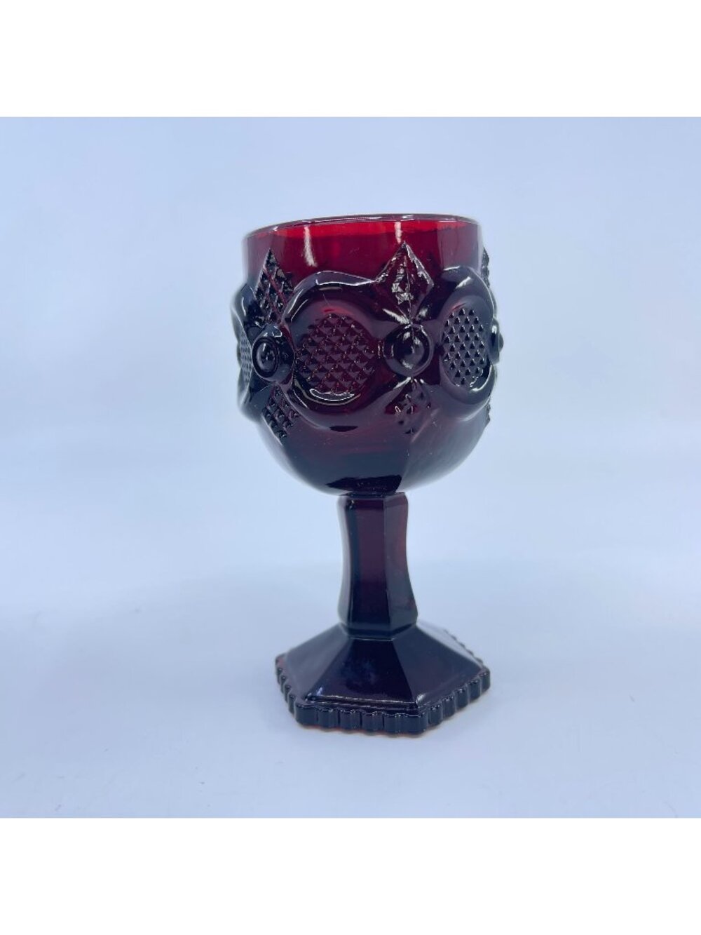 vintage avon 1876 cape cod ruby red glass cordial hexagonal base 1 glass